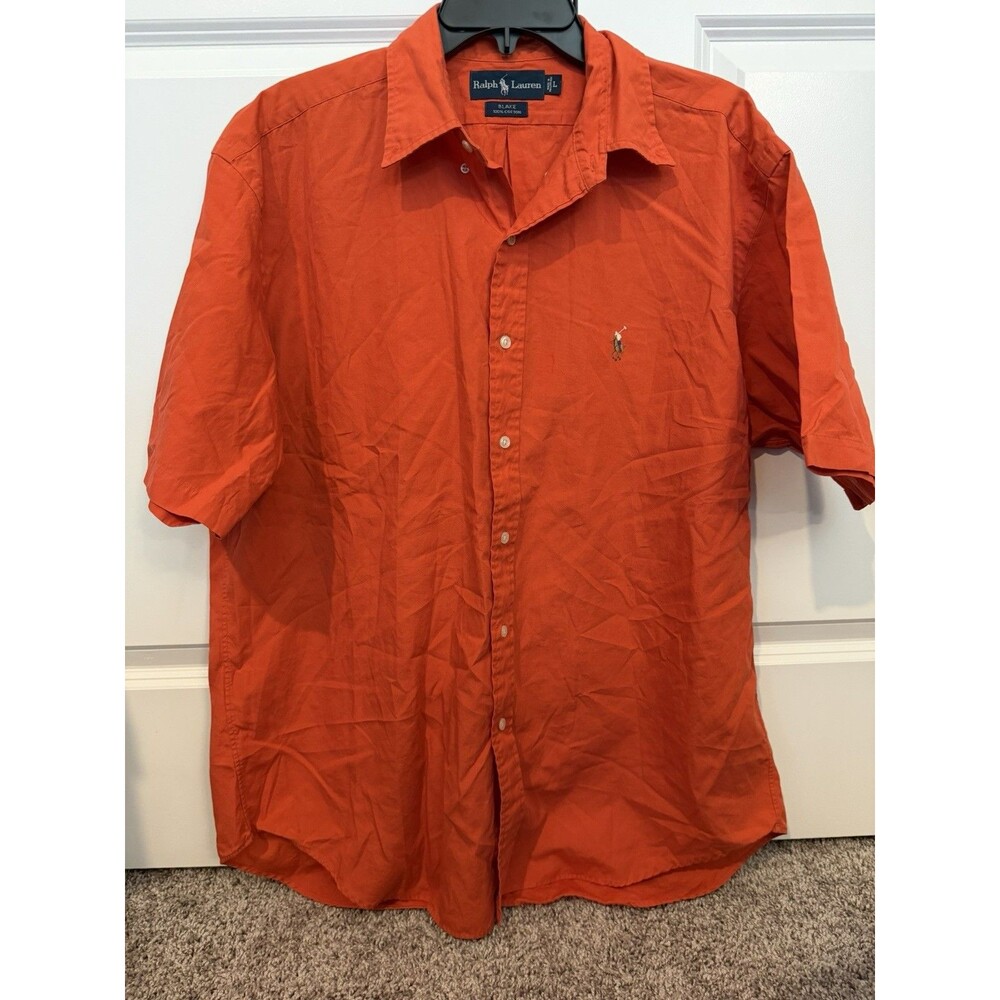 Polo Ralph Lauren Blake Shirt Men’s Large Short Sleeve Button Down Cotton Orange